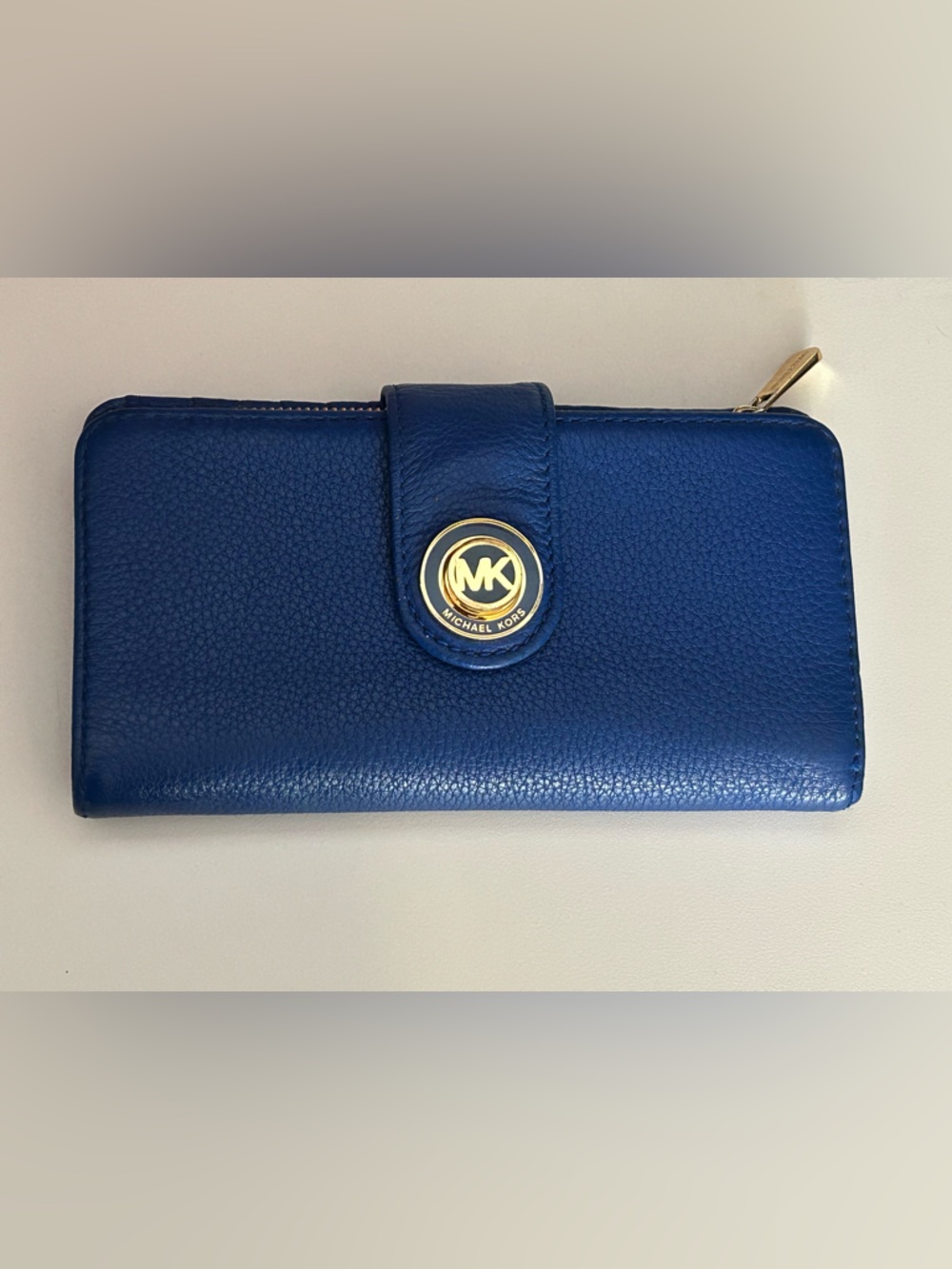Michael Kors Blue Leather Continental Wallet Snap Zip